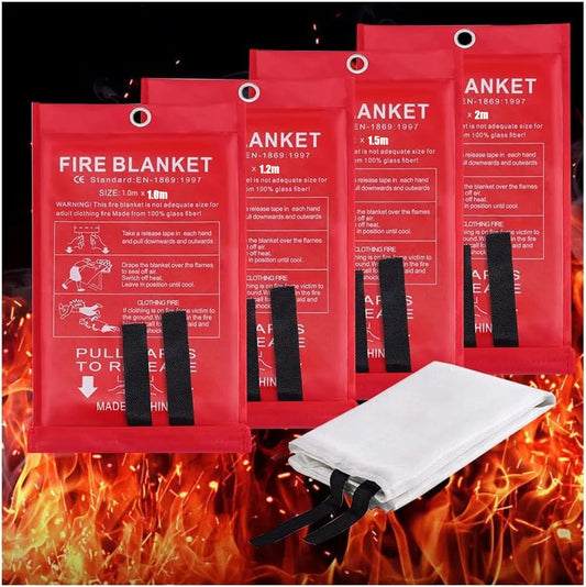 4-Pack Fire Blanket Kit – Square Fiberglass Fire Suppression Blankets for Emergency Survival, Home, Kitchen, Car, and Safety Use - Flamora 